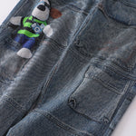 Cartoon Printed Baggy Denim Pants