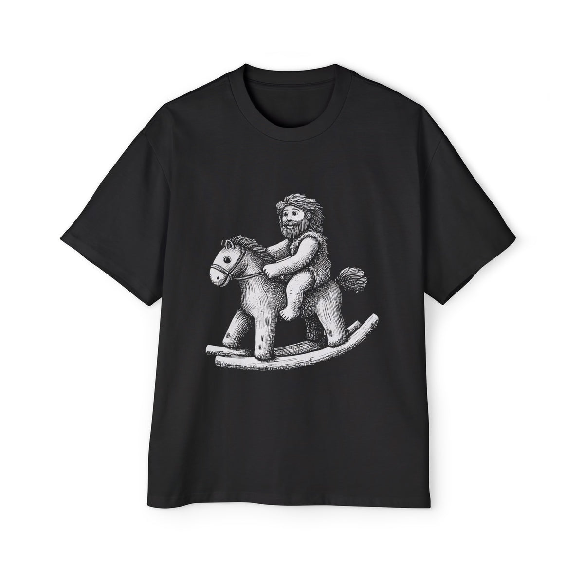 Stone Age Man Riding A Horse Graphic Tee-INNBLAC Fashion Apparel