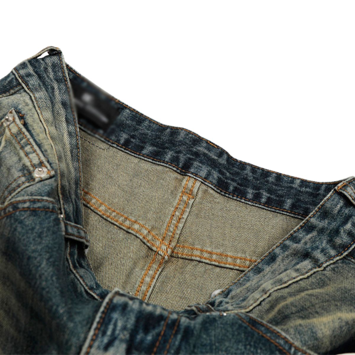 Men's Loose Denim Pants Washed Distressed Vintage Street