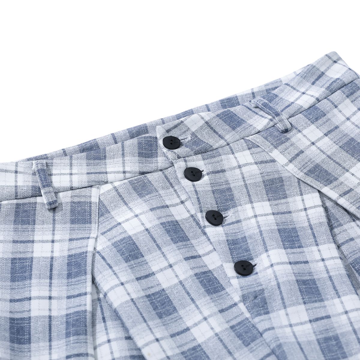 Vintage Plaid Pleated Wide Leg Trousers