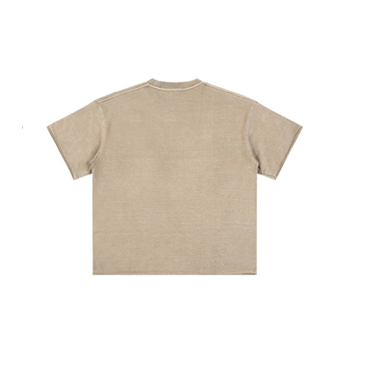 Wax Dyed Distressed Raw Hem Streetwear T Shirt
