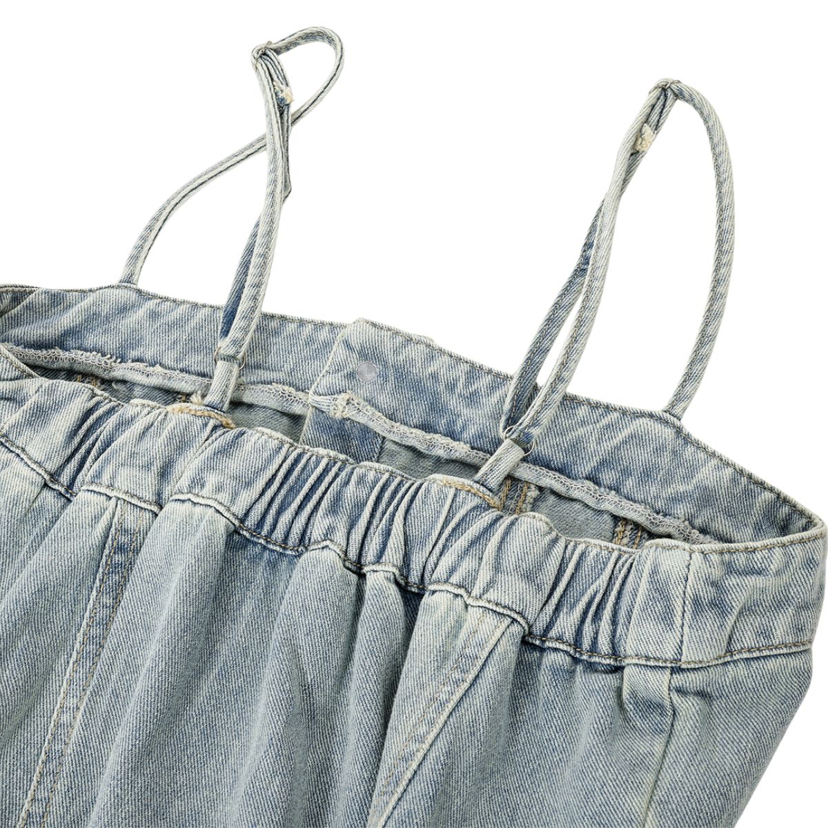 Falda vaquera con bordado de perlas y lavado vintage