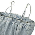 Falda vaquera con bordado de perlas y lavado vintage