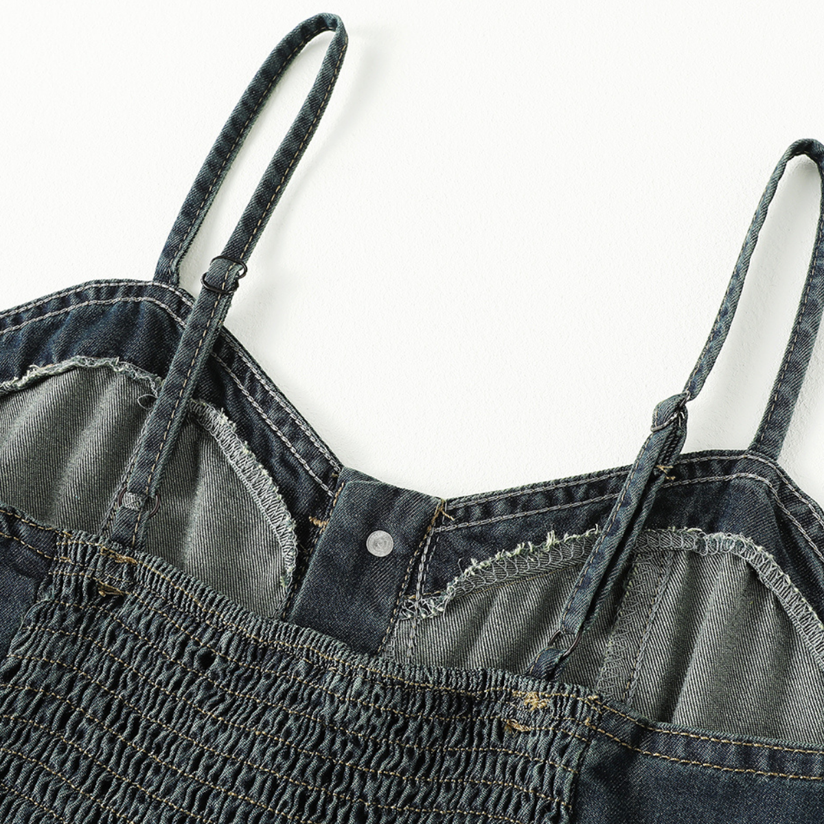 Sweetheart-Neck Strappy Denim Maxi Dress