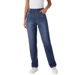 High Waisted Pull-On Straight Leg Jeans