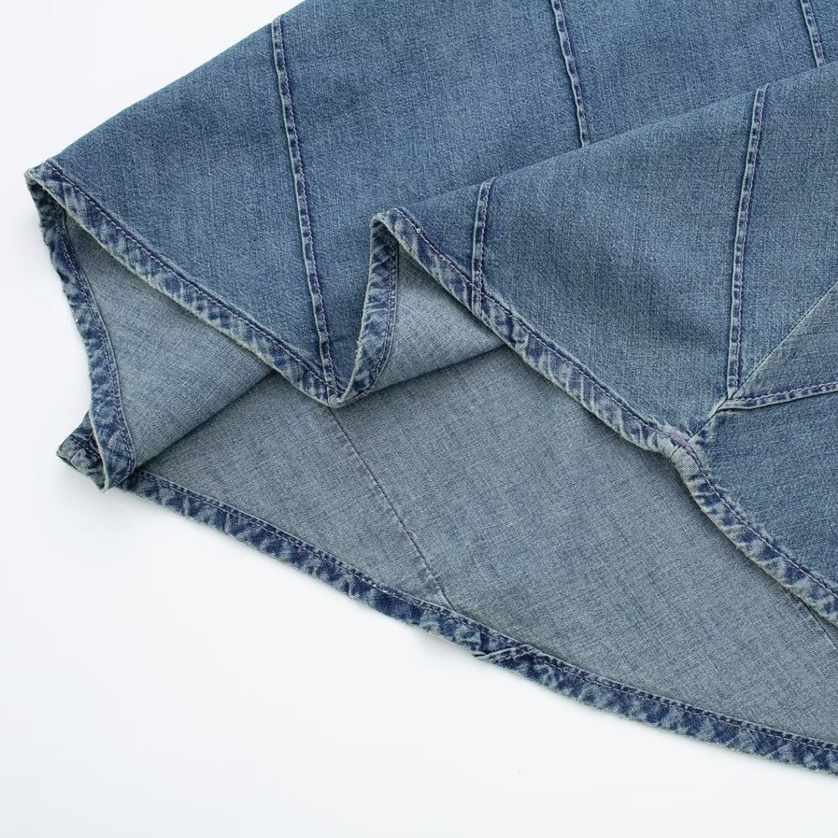 Diagonal Stitching Denim Spaghetti Strap Dress