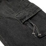Men's Distressed Washed Denim Cargo Pants Wide Leg Unique Structured