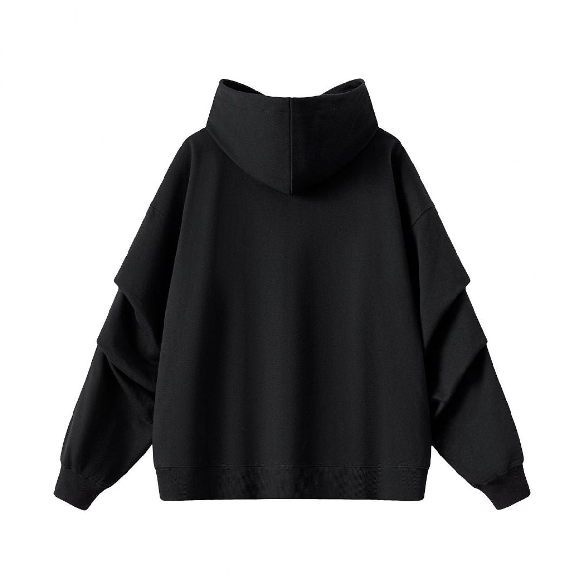 Hooded Terry Sweatshirt With Stacked Ruched Cuffs
