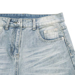 Vintage Washed Curved Loose Wide-Leg Jeans