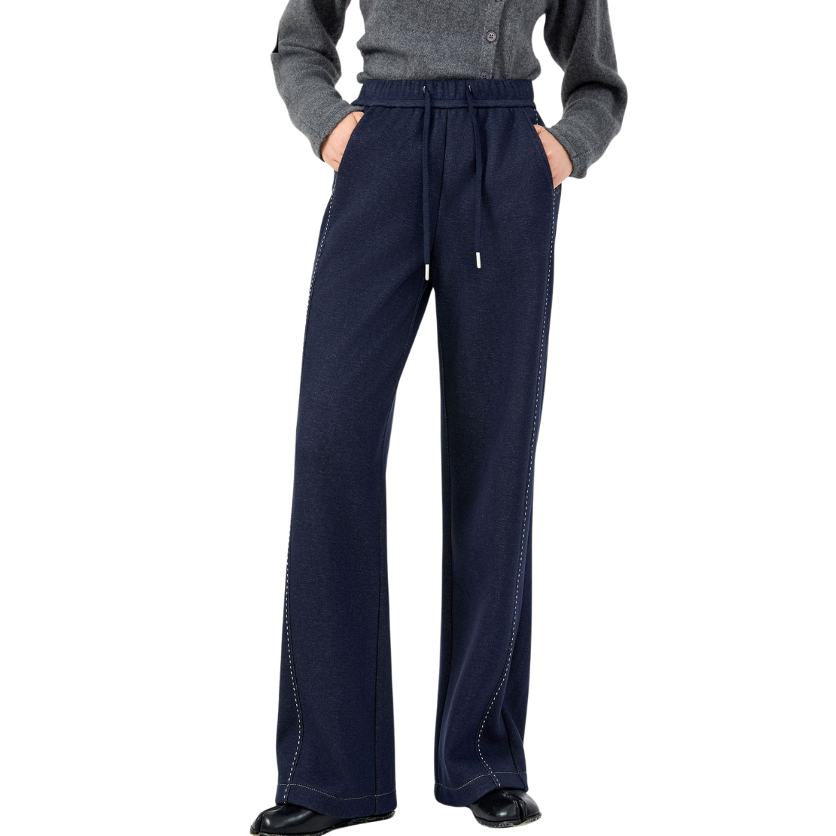 Women's Knit Denim Wide-Leg Pants