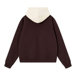 Color‑Blocked Fleece Lined Raglan Retro Loose Hoodie