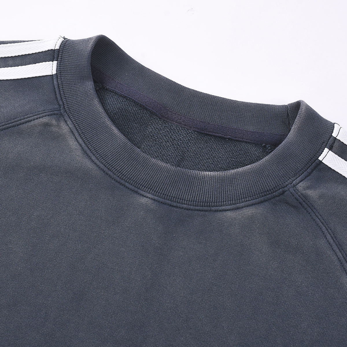 Contrast-Strap Sleeves Cotton Sweatshirt