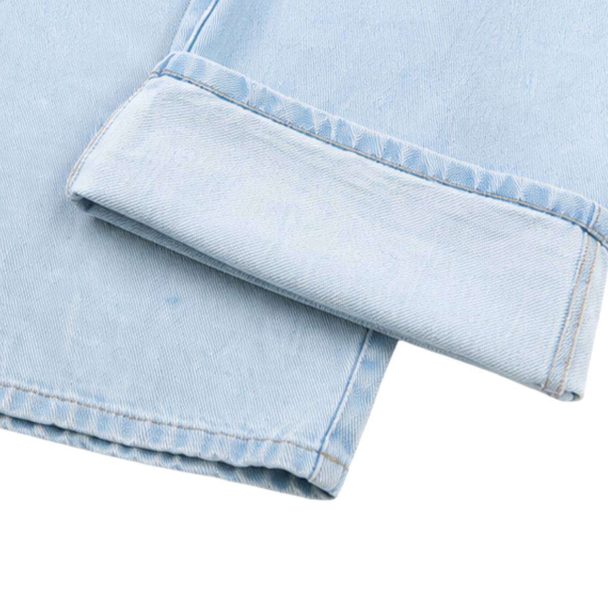 Light Wash Utility Cargo Pocket Wide Leg Jeans