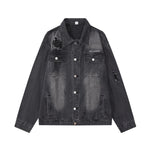 Relaxed Faded Denim Ripped Jacket
