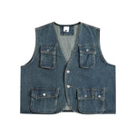 Relaxed Cropped Denim Tactical Vest