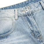 Washed Whiskered Balloon Fit Denim Jeans