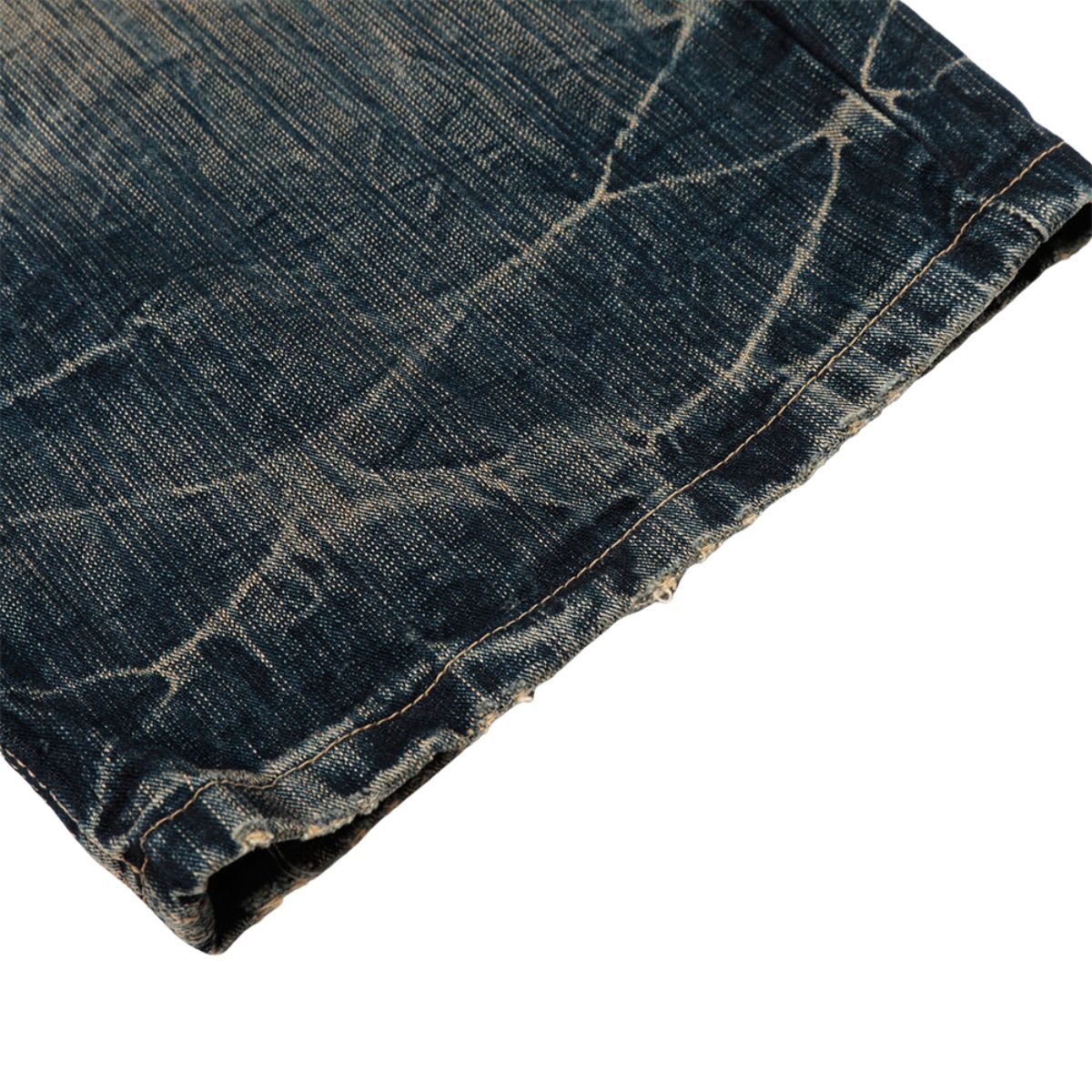 Men's Washed Faded Wide Leg Curved Denim Pants Distressed Punk