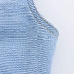 Button-Front Strappy Denim Maxi Dress