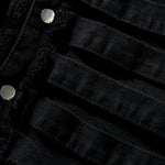 Distressed Cut-Out Denim Hooded Vest