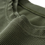 Waffle Raw‑Edge Spliced Distressed Long‑Sleeve T‑Shirt