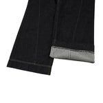 Raw Yellow-Stitch Wide-Leg Curved Baggy Denim Pants