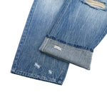 Retro Wash Ripped Wide Leg Denim Jeans