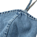 Falda vaquera con bordado de perlas y lavado vintage