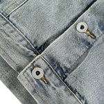 Unisex Loose Lazy Style Retro Cute Animal Embroidered Lapel Washed Denim Jacket