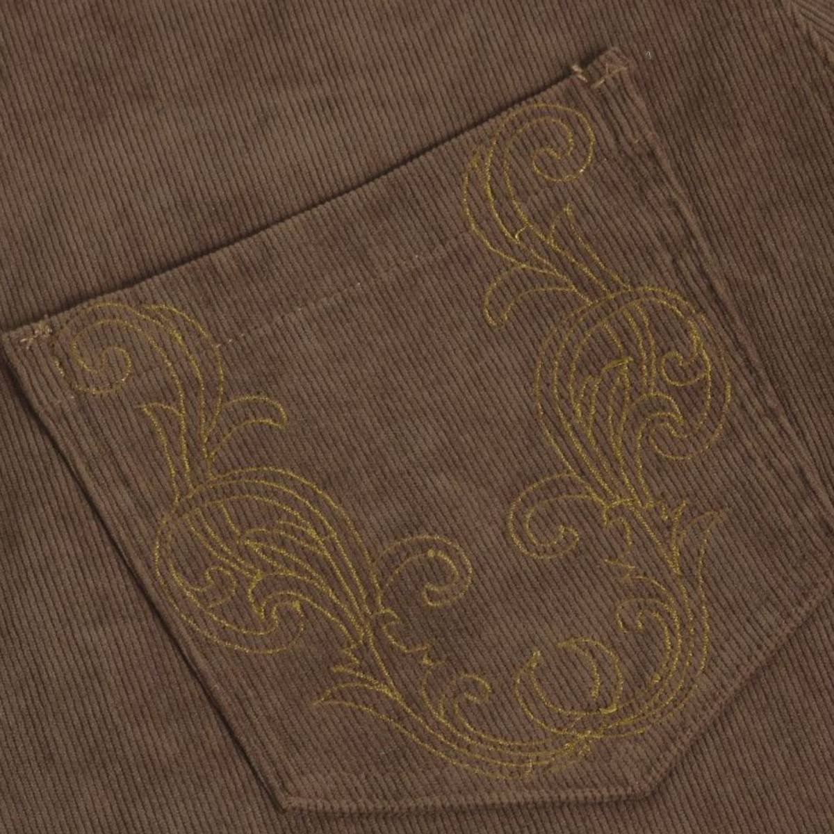 Vintage Washed Corduroy Embroidered Baggy Wide Leg Jeans