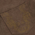 Vintage Washed Corduroy Embroidered Baggy Wide Leg Jeans