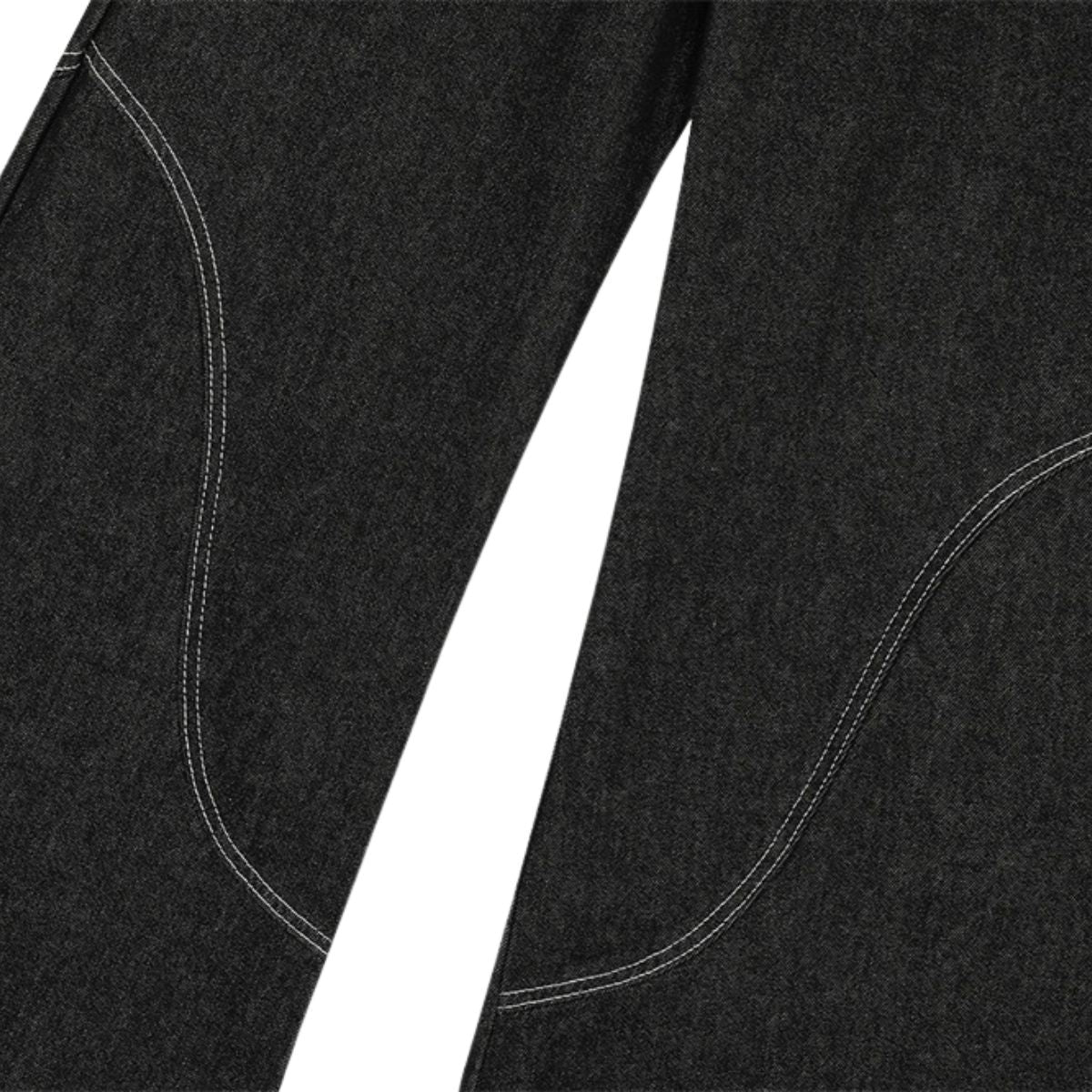 Men's Embroidered Denim Wide Leg Pants Street Vibe Unique Pockets