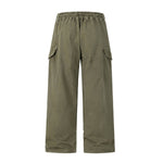 Washed Solid Wide Relaxed Workwear Pants
