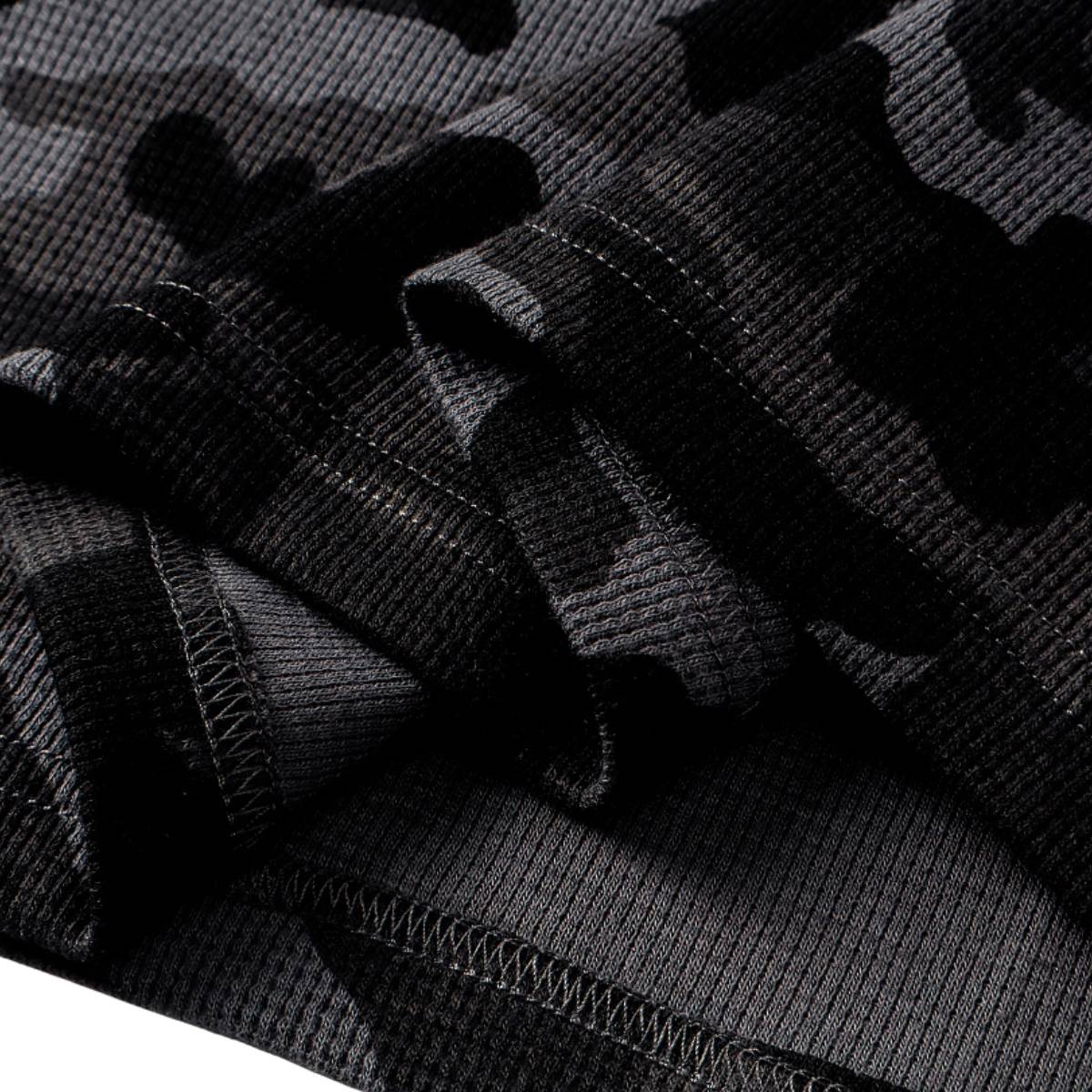Raglan-Sleeve Camo Waffle Knit Long-Sleeve T-Shirt