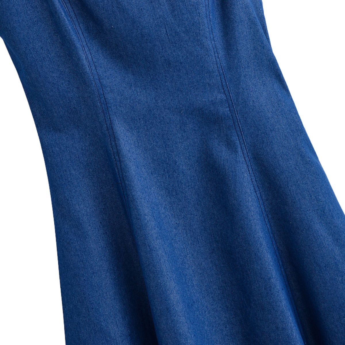 Falda vaquera con bordado de perlas y lavado vintage