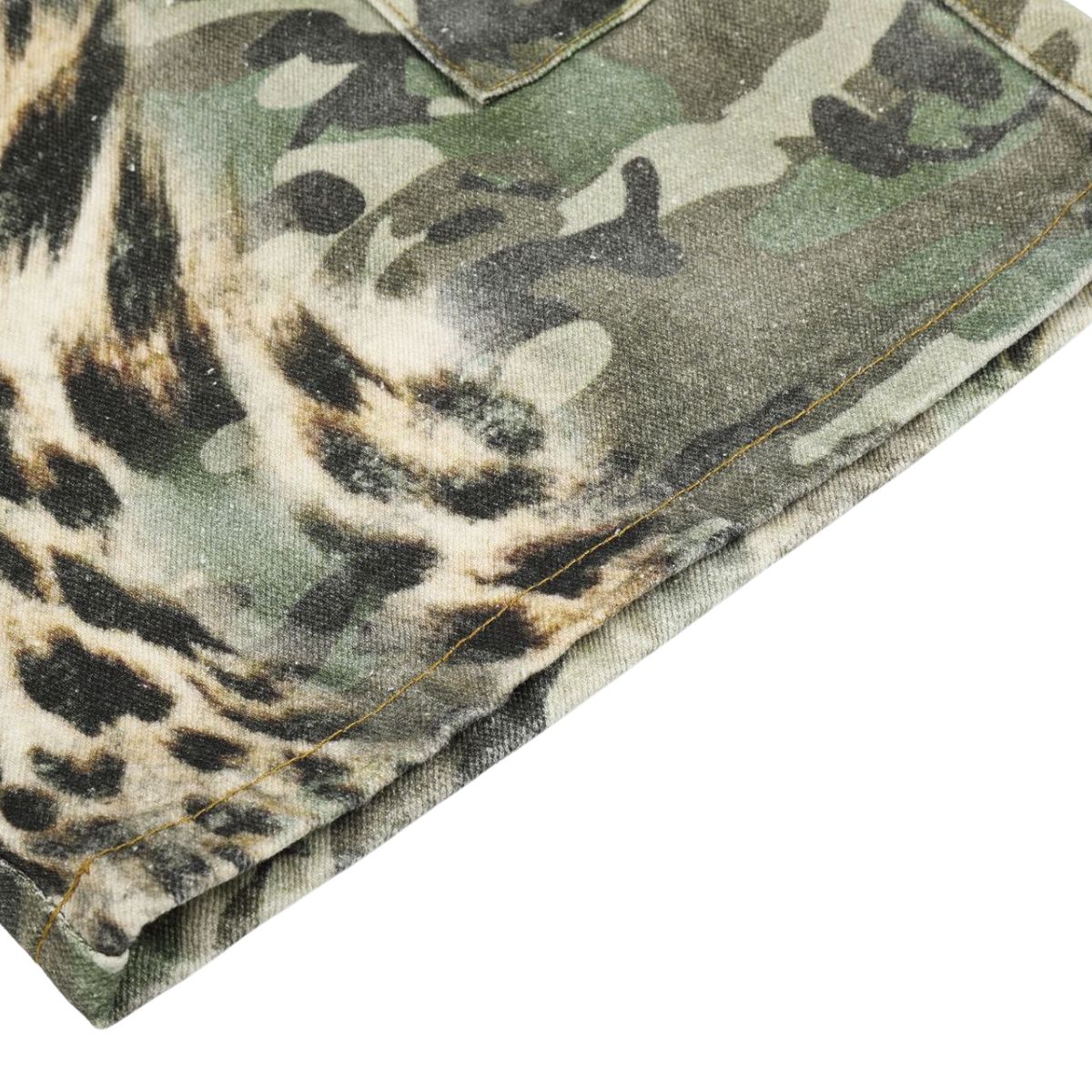 Camo Leopard Print Multi-Pocket Cargo Bermuda Shorts