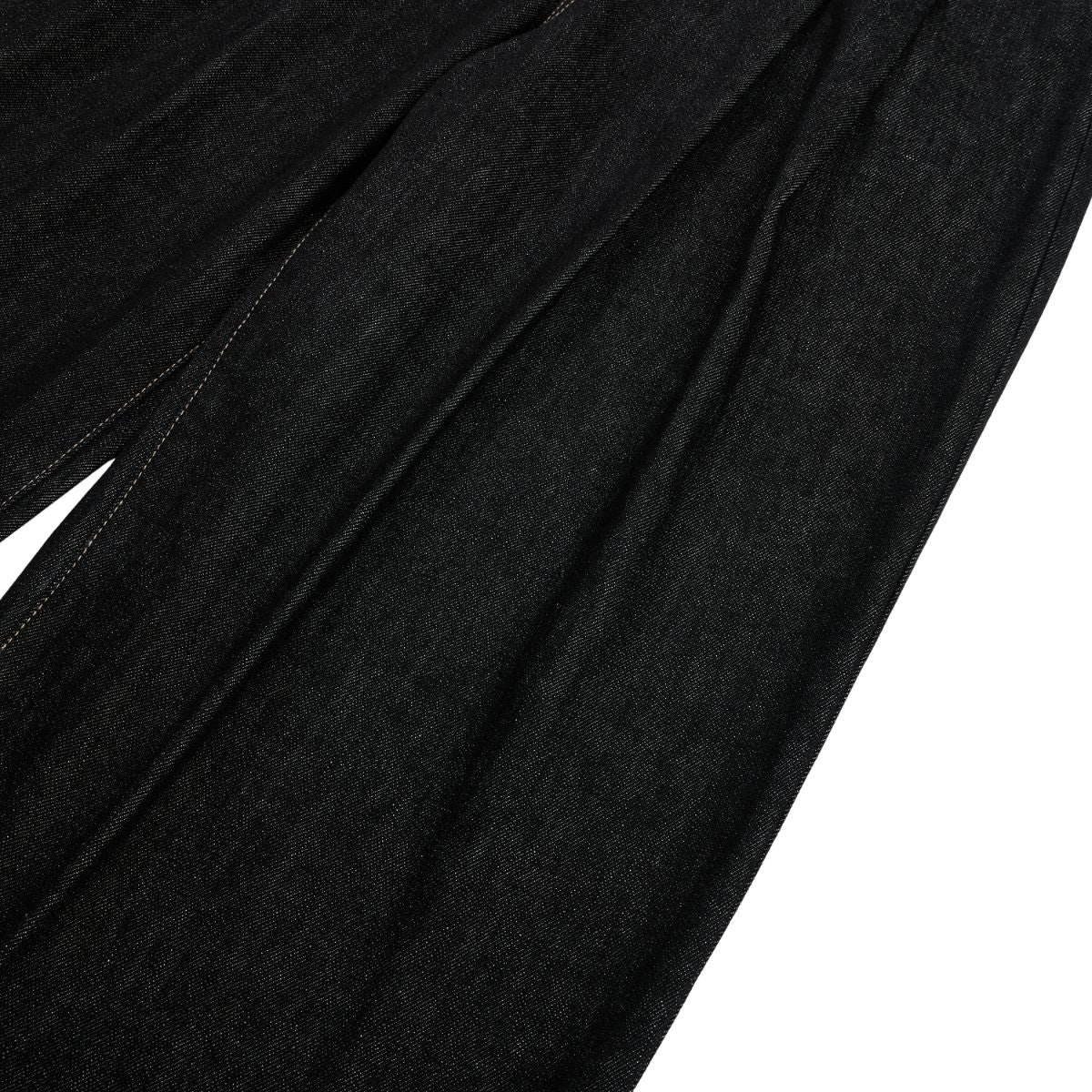 Creased Raw Denim Straight‑Leg Jeans