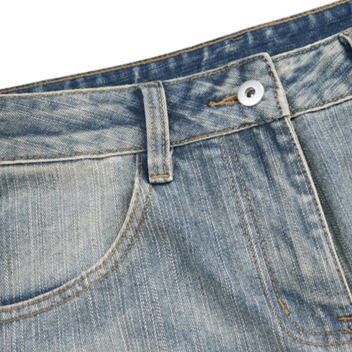 Gradient Washed High Rise Curved Leg Loose Wide Leg Denim Jeans