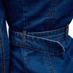 Long-Sleeve Button-Front Denim Midi Dress