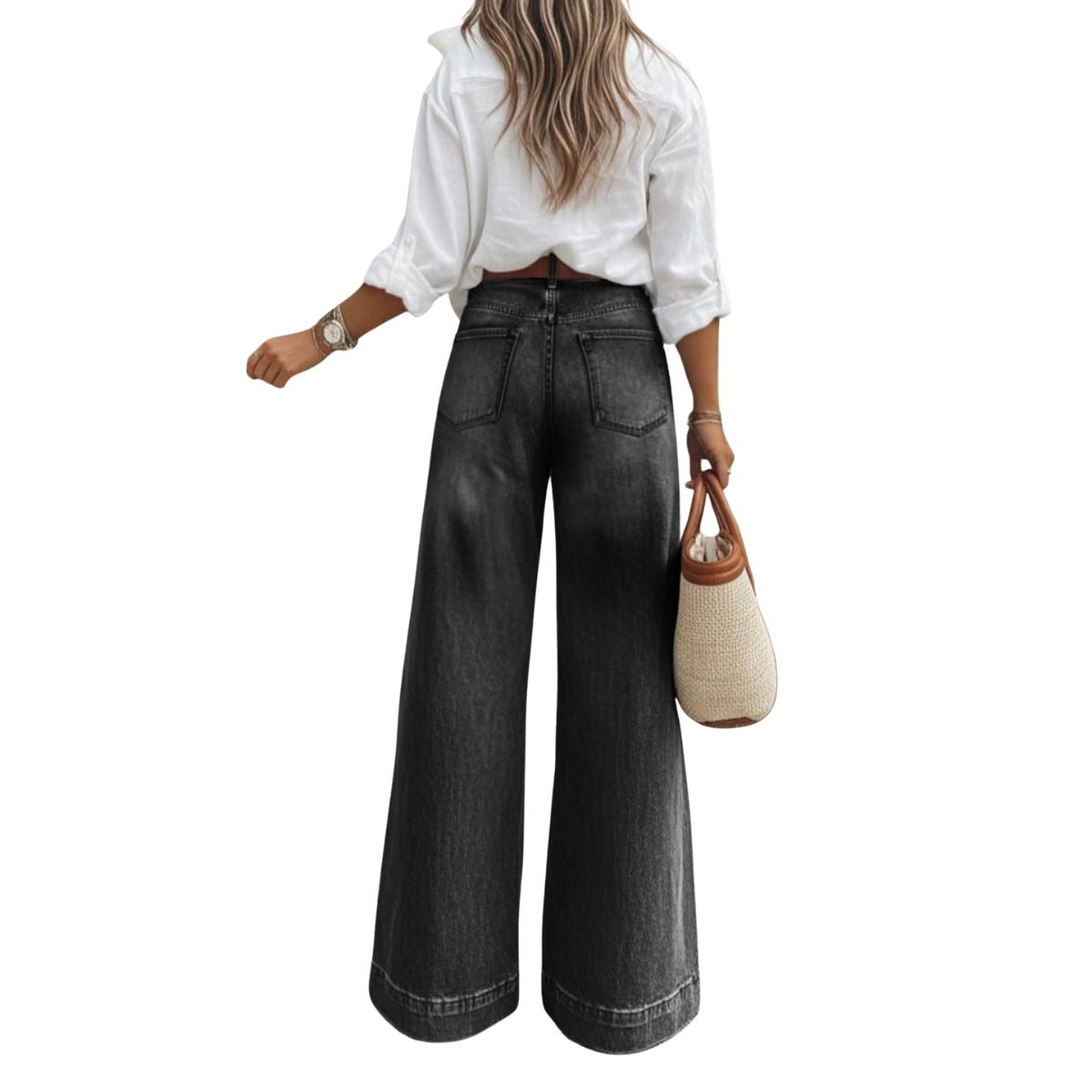 Women's High Waist Wide Leg Denim Jeans