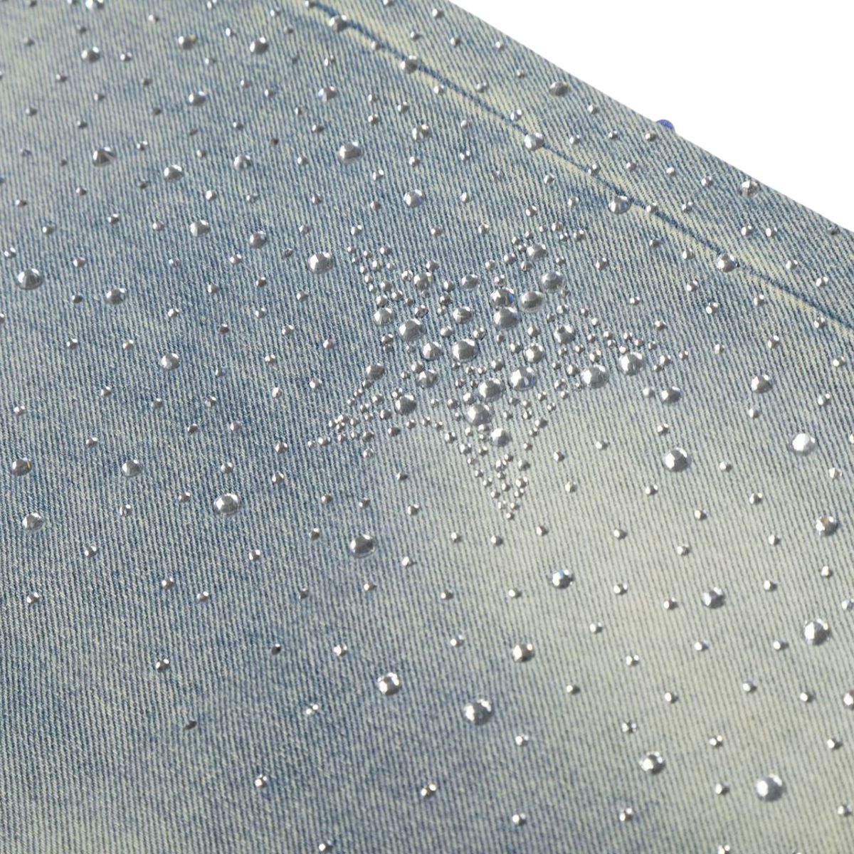 Rhinestone Washed Flare Jeans