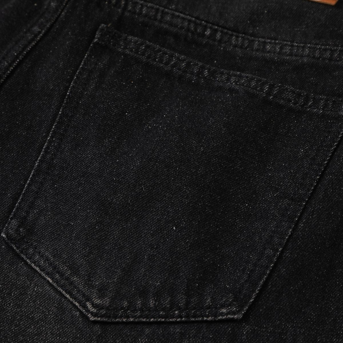 Vintage Washed Black Whiskered Wide Leg Jeans