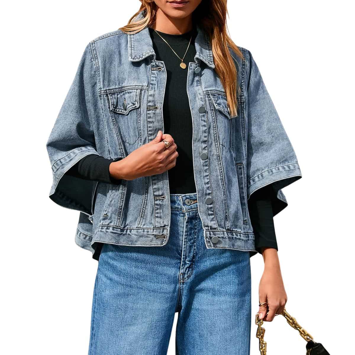 Women's Loose Cropped Denim Jacket