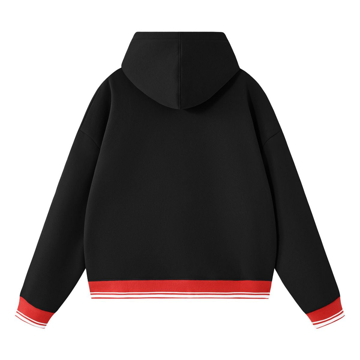 Color‑Block Ribbed Loose Warm Hoodie