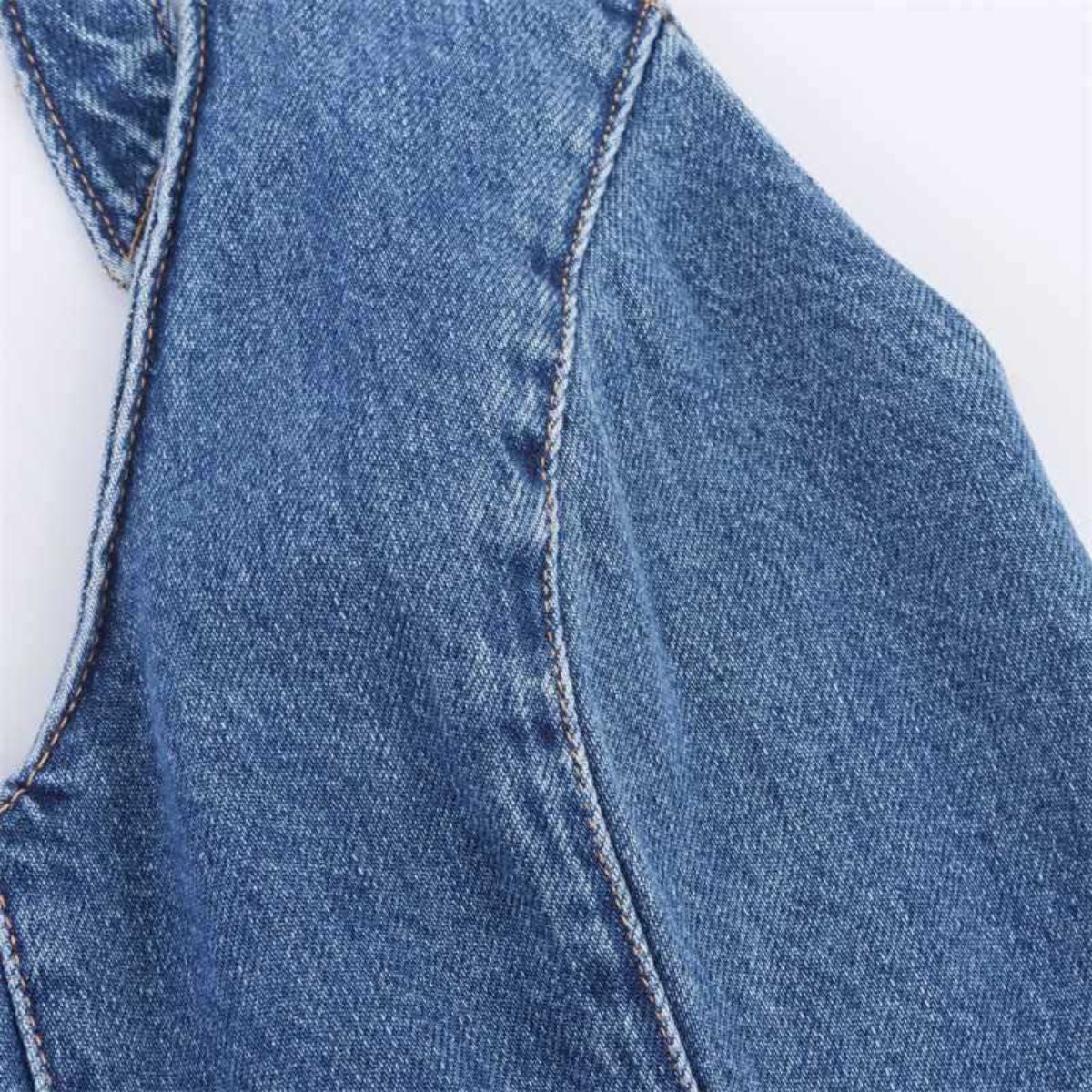 Self-Tied Halter Neck Denim Maxi Dress