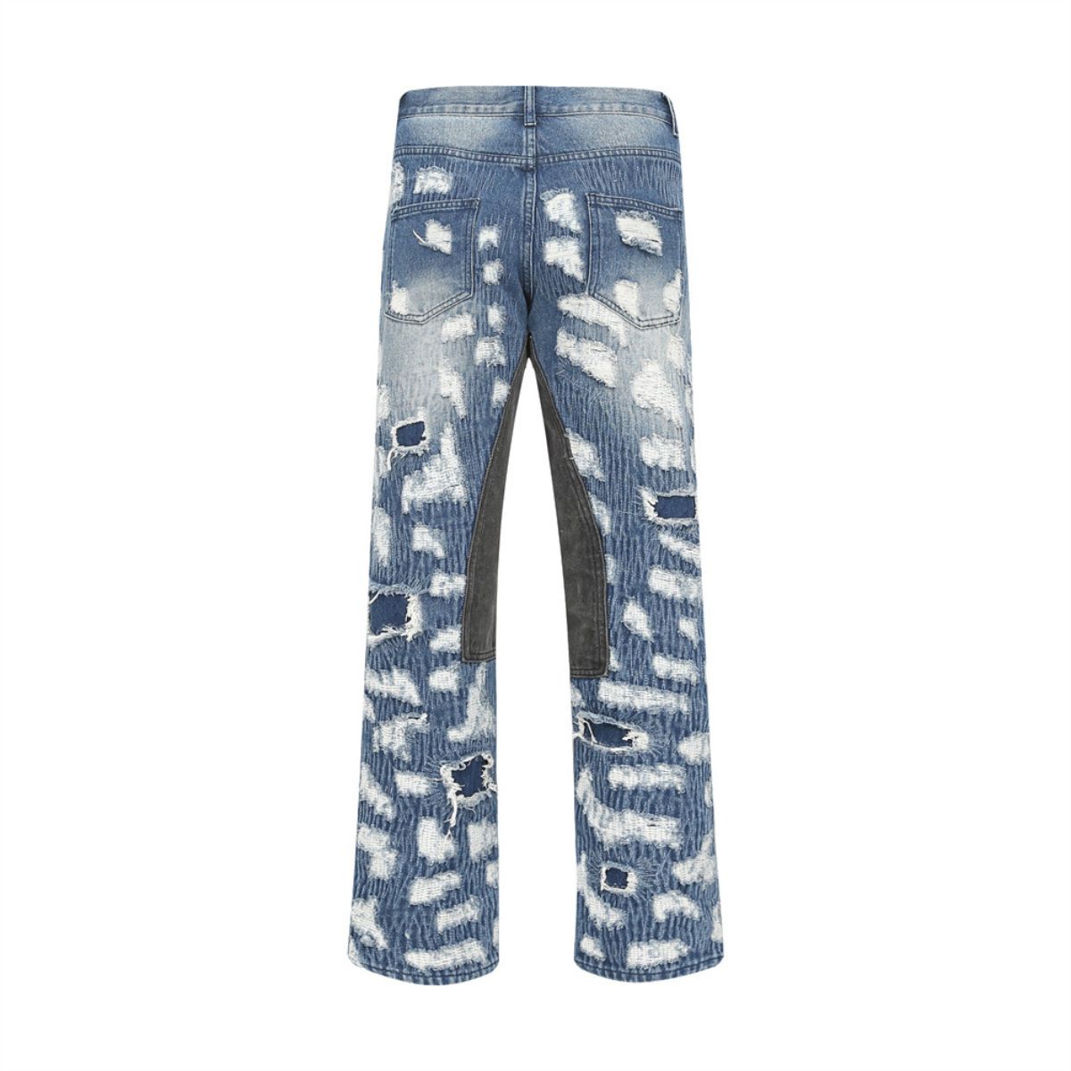 Smoke Rise Straight Leg Repaired & Distressed Patchwork Jeans