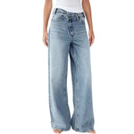 Crossover Asymmetric High-Rise Wide-Leg Jeans