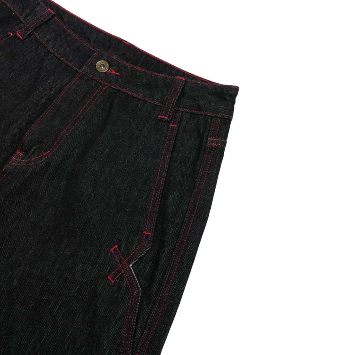 Embroidered Raw Denim Vintage Washed Loose Straight‑Leg Jeans
