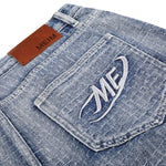 Vintage Washed Textured Denim Bermuda Shorts