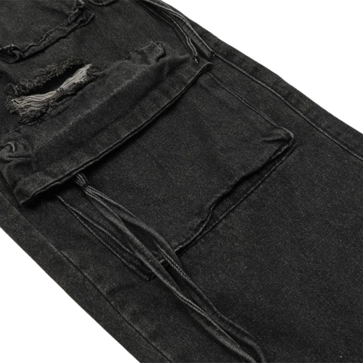 Men's Cargo Denim Pants Wide Leg Distressed Punk Street Unique