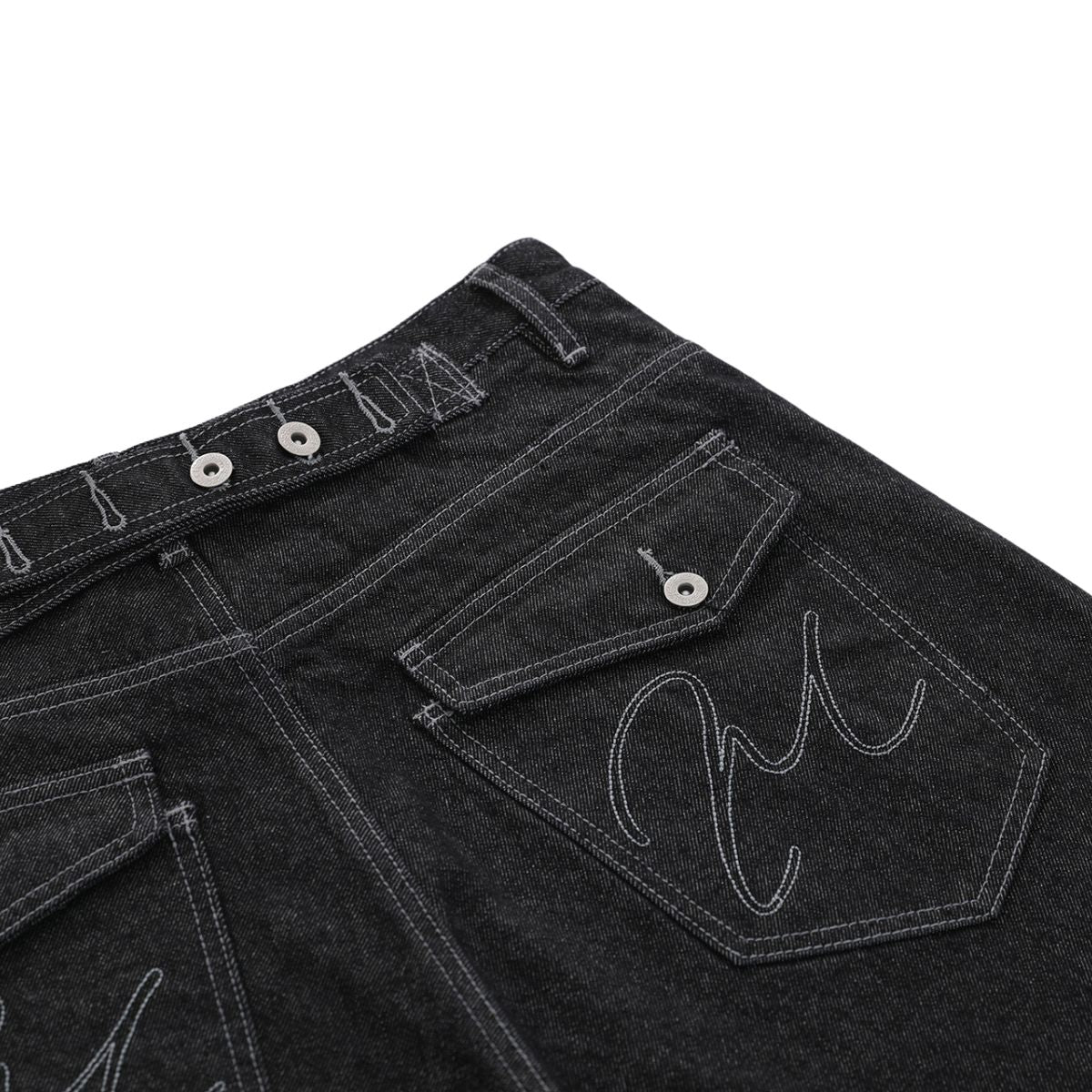 Raw Black Contrast Pocket Denim Bermuda Shorts